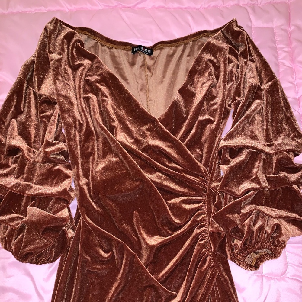 🎃 Blair Velvet Dress (Rust)